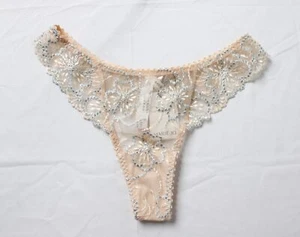Marie Jo Women's Sheer Embroidery Jane Thong ZG3 Pale Peach Small NWT - Picture 1 of 4