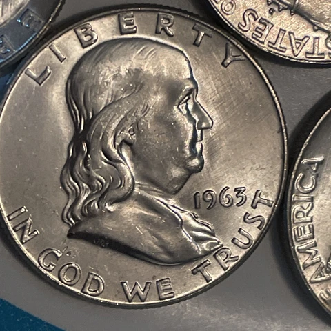 1963 D FRANKLIN HALF DOLLAR BU UNCIRCULATED SILVER Roll Cover