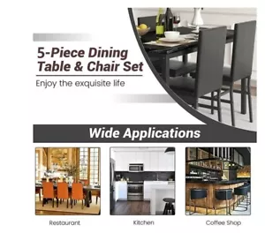 5 Piece Dining Table Set, Modern Faux Marble Tabletop and 4 PU Leather - Picture 1 of 5