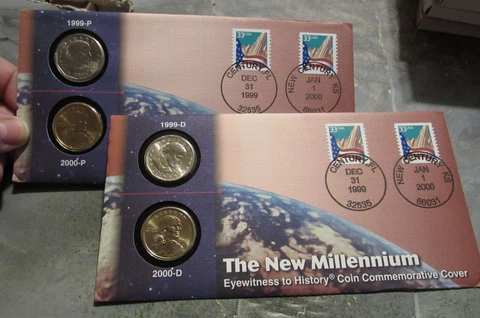 Lot of 2 BU FDI Susan B. Anthony Dollars 1999p 1999s 2000p 2000d Cover
