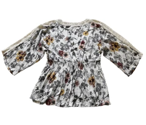 Coco & Jamieson crinkle rayon floral with Lace trim BOHO size M - Picture 1 of 8