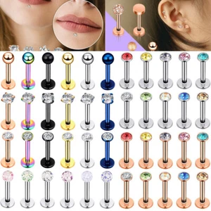 44× 16G Lip Rings Labret Monroe Tragus Helix Cartilage Earrings Studs Ring Set - Picture 1 of 16