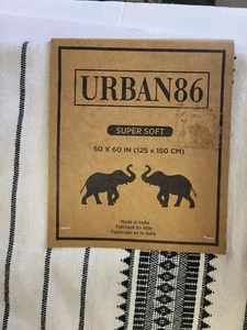 URBAN86 50"×60" Neutral White Black Cotton Blend Super Soft - Picture 1 of 10