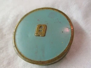 Vintage Avon Light gold tone & turquoise Enamel Mirror Rouge Compact - Picture 1 of 4