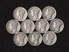 1929 - 1945 MERCURY DIMES MIX LOT OF 10 SILVER COINS  SEE PICTURES FOR DATES