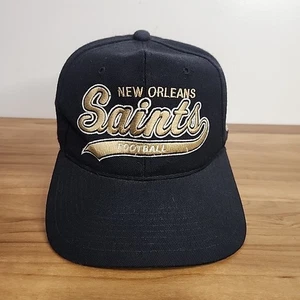Vintage Starter NFL New Orleans Saints 100% Wool Snapback Script Black Hat Cap - Picture 1 of 6