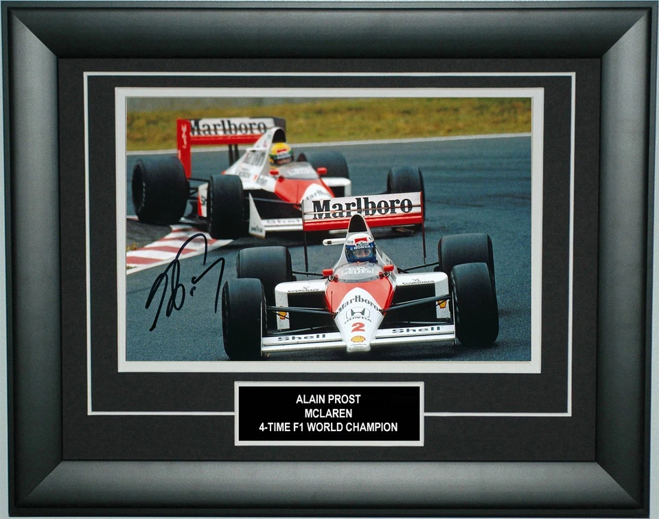Marco de fotos McLaren F1 firmado por Alain Prost 8X12 pulgadas con Ayrton Senna Foto 1 de 1
