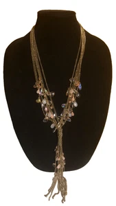 Gold Tone Beaded Tassel Necklace - Picture 1 of 4