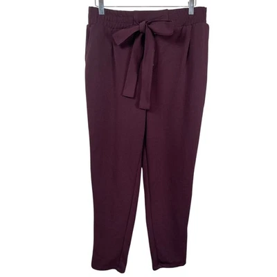 Pantalones de vestir Hot Kiss para mujer XL granate texturizado lazo delantero pantalón recortado cónico Foto 1 de 4