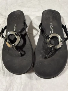Vionic Sandals black flip flop sandals comfort beach karina summer casual SZ 9 - Picture 1 of 4