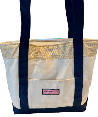 Bolso de Mano Escuela Libro Playa Mediano de Lona Vineyard Vines Cremallera Estrellas 16 x12x5 Hecho en EE. UU. Foto 1 de 4