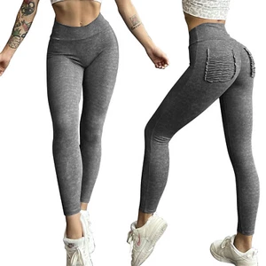 Mujeres Pantalones de Yoga Cintura Alta Bolsillo Levantamiento de Golpes Anticelulíticos Push Up Leggings - Imagen 1 de 28