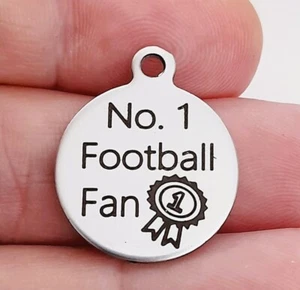 Football Charms, No. 1 football fan, Pendants, Jewellery making, bulk packs - Picture 1 of 7
