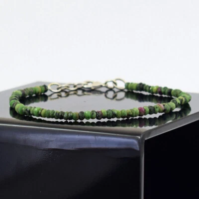 32 Cts Natural 8" Long Ruby Zoisite Faceted Beads Womens Bracelet SK 50E360 - Image 1 of 3