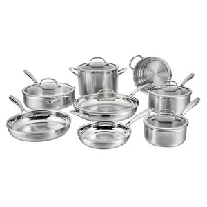 Cuisinart Tri-Ply Clad Stainless Steel 13-Piece Cookware Set, Glass Lids, NEW - Picture 1 of 8