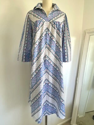 复古 60 年代 70 年代波西米亚印花花卉 M 长屋连衣裙 Cottagecore Cottage 嬉皮士 — 第 1/4 张图片