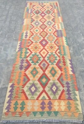 Afghan Hallway Handmade Runner Kilim Kitchen Stair Entryway Kilim Rug 294x86 cm - Image 1 of 4