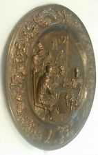Antique Bronze Charger Plate with High Relief Scene 13.25" diam. 6 lbs. c.1800's