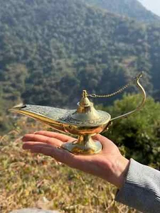Antique Vintage Aladdin Brass Genie Oil Lamp Nautical Chirag Incense Burner - Picture 1 of 10