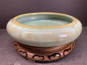 VTG Fulper Art Pottery Bowl Jade Green Mottled Brush Washer Glaze Signed Rare - Picture 1 of 10