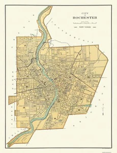 Historic City Map - Rochester New York - Bien 1895 - 23 x 30 - Vintage Wall Art - Picture 1 of 20