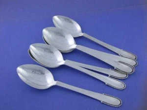 Sterling GEORG JENSEN 6" Teaspoon BEADED no mono ~$95 each - Picture 1 of 5