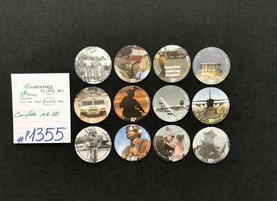 AAFES POGS, 5th Printing,12 POGS, 10c COMPLETE set, #P1355 or #P1356, EXCELLENT - Image 1 of 4
