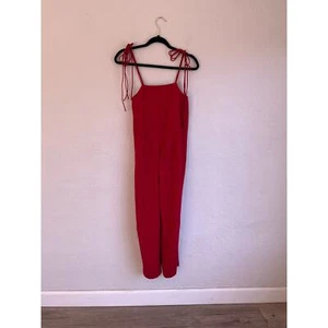 Grey Lab Red Spaghetti Strap Jumpsuit With Side Ties & Back Zipper Small  - Picture 1 of 9