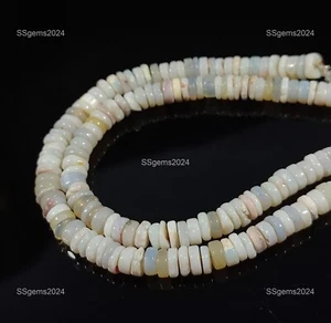 Rondelle Smooth 4-6 mm Beads Natural White Australian Opal Piece Strands 8" - Picture 1 of 4