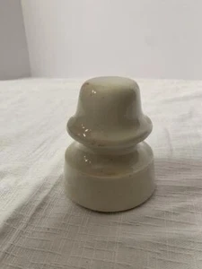 2A6 vintage Ceramic Ivory White glazed electric insulator flat top dome - Picture 1 of 4