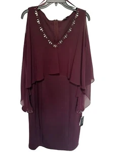 SLNY Mother of The Bride Dress Wine Burgandy NEW Womans 14 - Picture 1 of 8