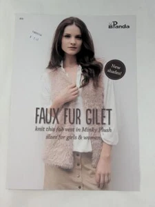 Panda 810 Faux Fur Gilet  Knitting Patterns in Minky Plush - Picture 1 of 2