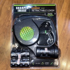 New Sharper Image 3 in 1 Retractable Dog Leash Led Light Doggie Bags - Picture 1 of 2