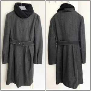PHILOSOPHY DI ALBERTA FERRETTI Virgin Wool Grey Belted Coat High Detachable Col& - Picture 1 of 12