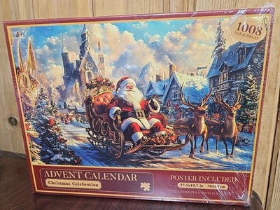 Advent Calendar Jigsaw Puzzle 1008 Piece Christmas Set 24 Days Poster Included - Image 1 of 2