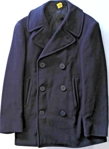 US Navy Peacoat 36R Kersey Wool Dark Blue DSA-1-8223, Corduroy Pockets, 1960s - Picture 1 of 20