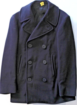 US Navy Peacoat 36R Kersey Wool Dark Blue DSA-1-8223, Corduroy Pockets, 1960s - Image 1 of 4