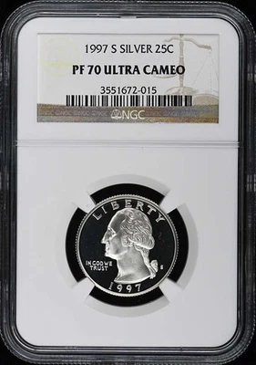 1997 S SILVER Washington Quarter 25C NGC PR70DCAM - Image 1 of 2