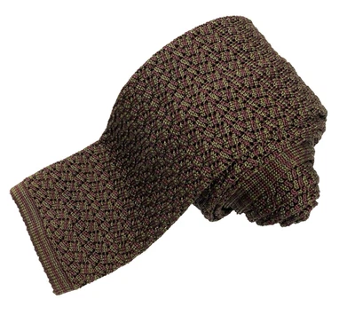 "Corbata de punta cuadrada para hombre PAUL SGUARD marrón/borgoña tejido crujiente 100 % seda/Italia 59""" Foto 1 de 4