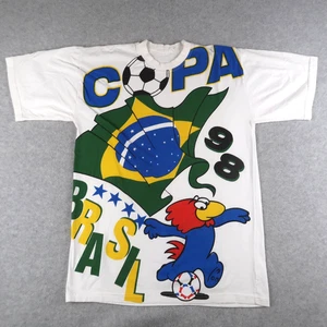 Vintage 90s COPA Brazil 1998 World Cup T-shirt France 1998 S / M Soccer - Picture 1 of 15
