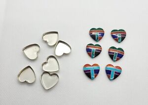 16mm Inlaid Heart Cabochon With Matching Sterling Silver Bezel Cups