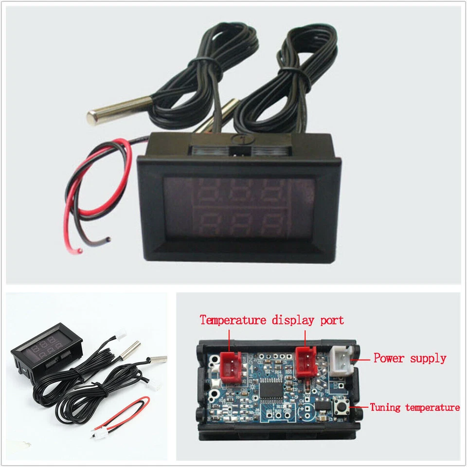 Intercooler digital dual duradero sobrealimentador medidor de temperatura sensor DC 4-28V Foto 1 de 4