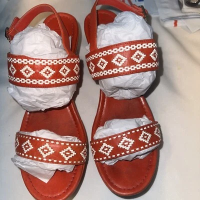 Sandalias de cuña Tory Burch de cuero rojo y blanco 11W Foto 1 de 4