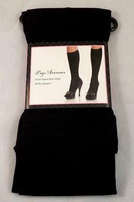 Leg Avenue opaque black knee highs o/s 100% nylon - NIP - 5572 - Image 1 of 2