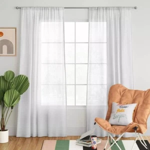Room Essentials White Light Filtering Rod Pocket 2 Curtain Panel Set 42" x 63" - Picture 1 of 6