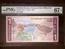2013, Chatham Islands, "Private Issue", 1 Koha, 67 PMG, Superb Gem, Unc.