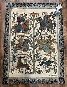 De colección Nuevo de Lote Antiguo Pierrefonds Caballero Medieval Caballo Abstracto Tapiz Arte de Pared Único Popular - Imagen 1 de 15