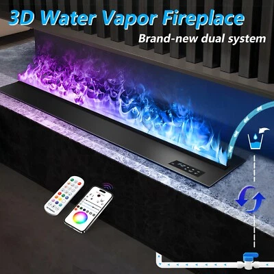 Water Vapor Electric Fireplac with Dual-mode Water Supply System,Colorful Flame - Image 1 of 4