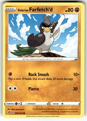 SWSH02: Rebel Clash #094/192 Galarian Farfetch'd - Image 1 of 2