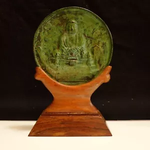 Disco de Buda vintage de latón o hueso - con soporte de exhibición - budismo de metal fundido - Imagen 1 de 10